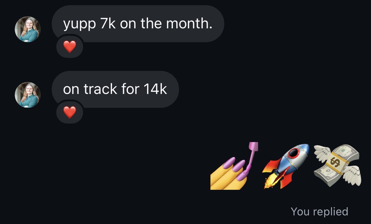 Ally — $7K on the month, on track for $14K