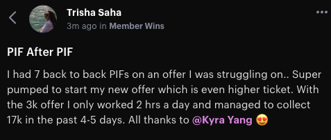 Trisha — 7 back-to-back PIFs — $17K in 4–5 days